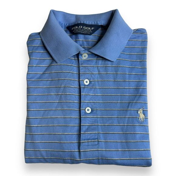 Polo Golf Ralph Lauren Polo Shirt Mens S Blue Striped Short Sleeve Pima Cotton - Picture 2 of 9